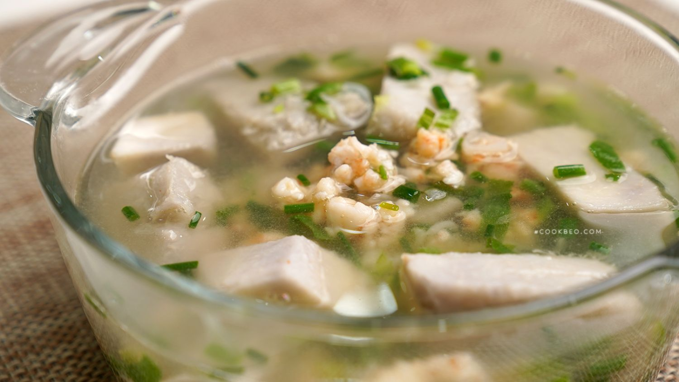 cách nấu canh khoai mỡ tôm tươi